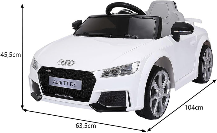Audi 12V Auto Elettrica per Bambini, Macchina Elettrica con Velocità 2,5-5 km/ora, con Telecomando USB MP3 Luci LED (Bianco)