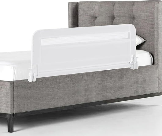 Sponda da Letto per Bambini 100/120 cm, Barriera Pieghevole per Letto, con Cintura di Sicurezza, Sponda di Sicurezza per Bambini, per Letti Singoli, Doppi, 100/120 x 41 x 42 cm (100 cm,Bianco)