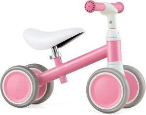 Bicicletta Senza Pedali per Bambini 1-3 Anni, Bicicletta Equilibrio con 4 Ruote, Manubrio e Sella Regolabili in Altezza, Bici per Bambini, Portata 25 kg