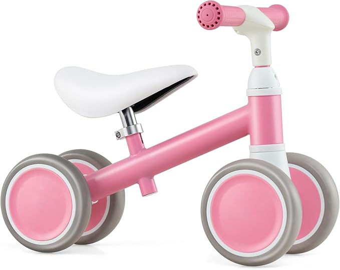 Bicicletta Senza Pedali per Bambini 1-3 Anni, Bicicletta Equilibrio con 4 Ruote, Manubrio e Sella Regolabili in Altezza, Bici per Bambini, Portata 25 kg