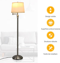 Lampada da Terra Design e Vintage, Lampada a Stelo da Terra con Braccio Girevole, Ideale per Soggiorno, Camera da Letto e Studio