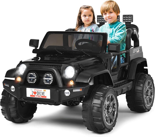 Auto Macchina Elettrica per Bambini 12V, Veicolo Elettrico a Batteria a 2 Posti, con Telecomando 2,4 G, Porta USB e AUX, per Bambini 3+ Anni (Nero)