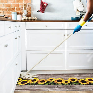 Tappeto Cucina Pvc Antimacchia 51x360 cm Parquet Girasoli Passatoia Antiscivolo Antisfilo Lavabile