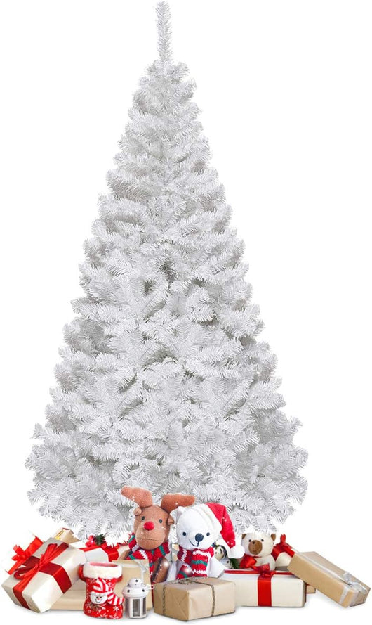 Albero di Natale 150/180/210/240 cm, Albero di Natale Bianco con 350/650/950/1138 Rami in PVC e Supporto in Metallo, Albero di Natale Artificiale per Casa, Ufficio e Negozio (180 cm)