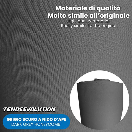 Kit Riparazione Tessuto Cielo Auto - Nido D'ape Grigio Scuro Con 2 Colle a Pennello - Misura 1,50 x 5 m - Adatto anche per Pannelli Portiere e Pantoni