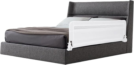 Sponda da Letto per Bambini 100/120 cm, Barriera Pieghevole per Letto, con Cintura di Sicurezza, Sponda di Sicurezza per Bambini, per Letti Singoli, Doppi, 100/120 x 41 x 42 cm (120 cm,Bianco)