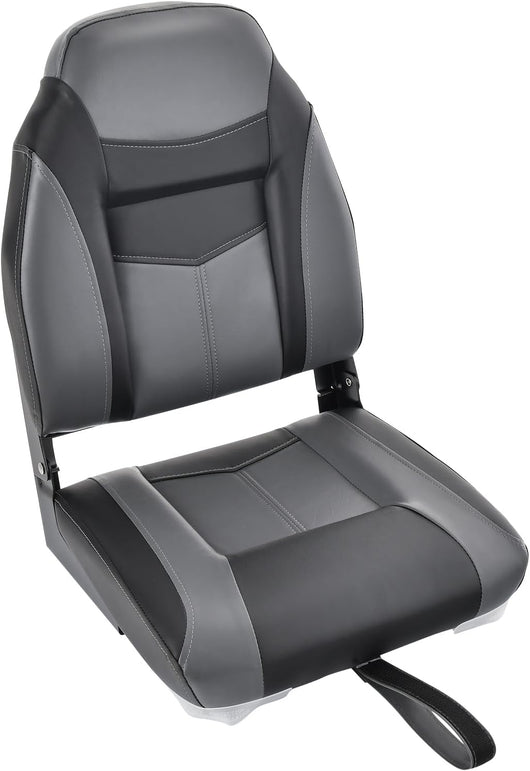 Sedia da Barca, Sedile da Barca Pieghevole con Morbido Cuscino Imbottito, Rivestimento in PVC Impermeabile, 4 Viti Incluse