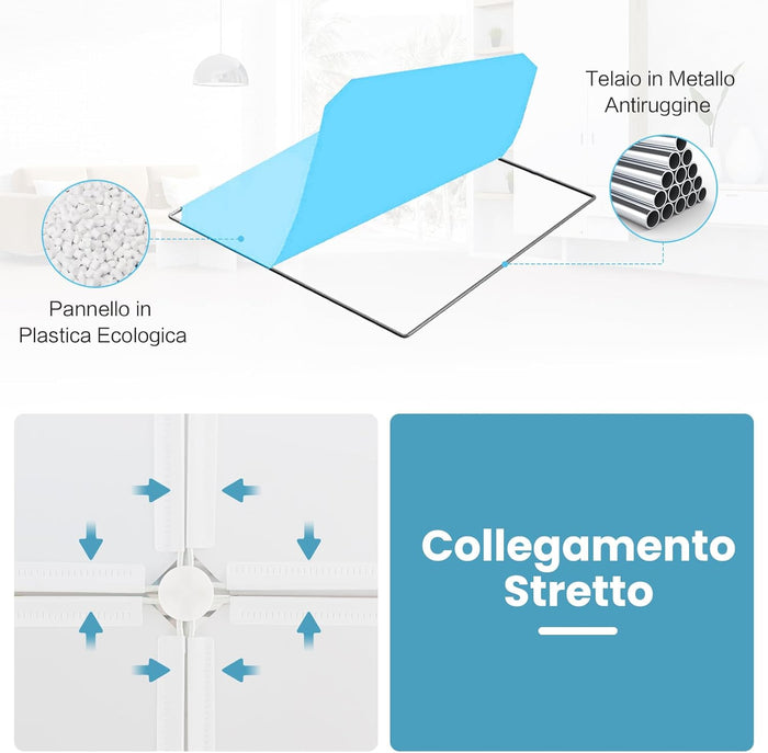 Portatile Guardaroba per Bambini, Armadio Guardaroba Modulare per Bambini con 2 Barre Appendiabiti, per Cameretta Camera da Letto, 107 x 36 x 142 cm