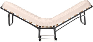 Letto Brandina Pieghevole, con Materasso in Memory Foam, Struttura Resistente e 4 Ruote Girevoli, Lettino Pieghevole per Casa Ufficio, 200 x 80 x 40cm (Stile 2 Beige)