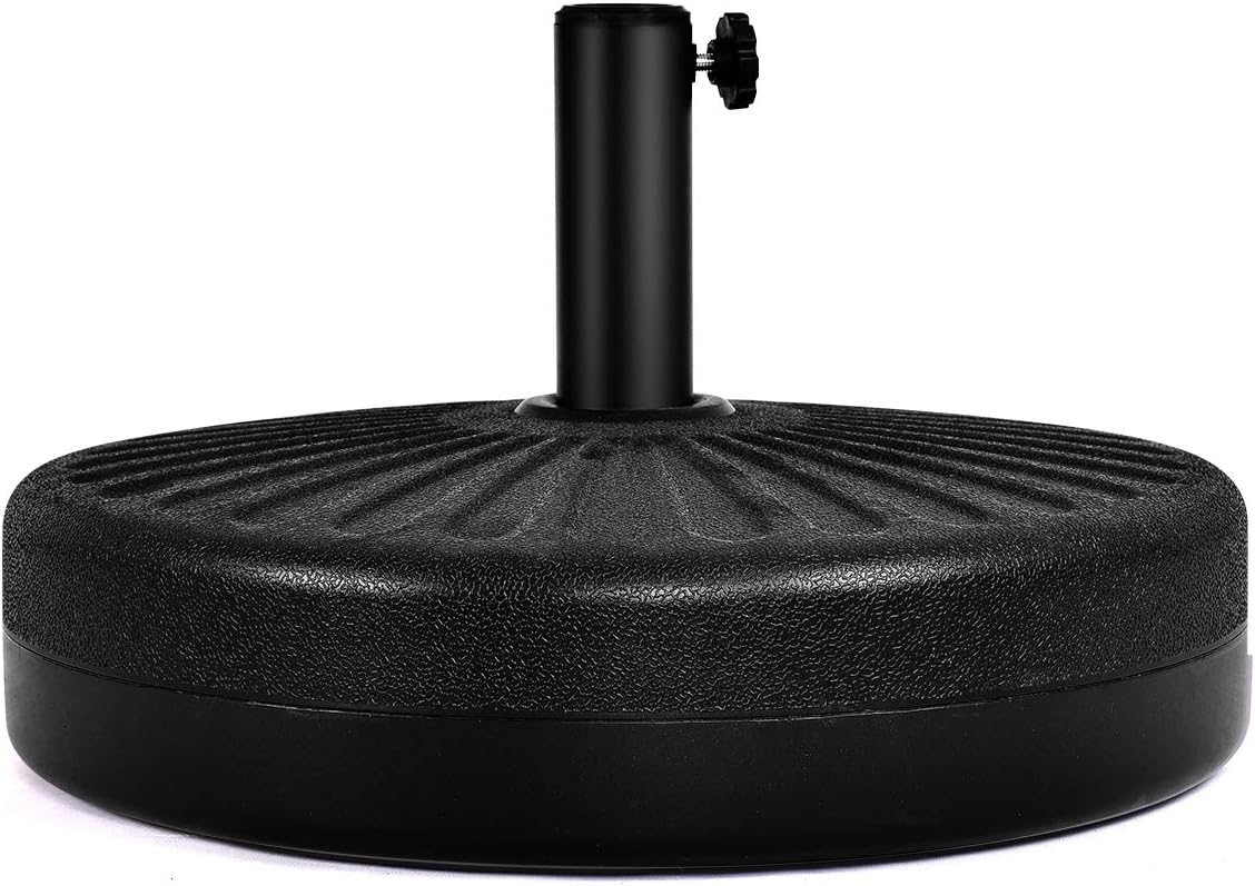 Base per Ombrellone, per Pali da 38-48mm, Base Ombrellone in Plastica e Ferro, 23L, 51x51x13cm, Nero