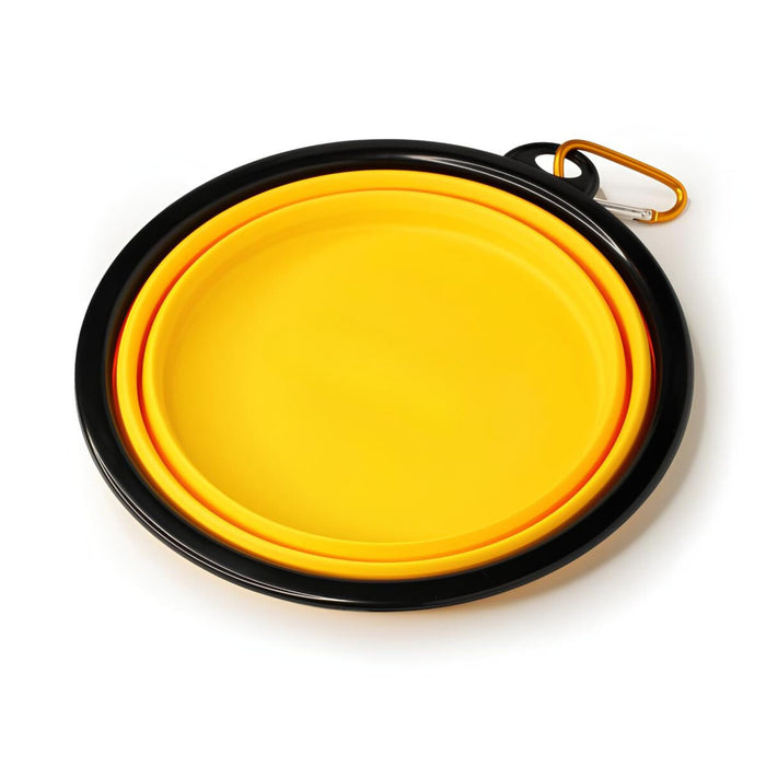 Ciotole per Cani da Viaggio 450 ml, Ciotola Pieghevole per Cani Acqua e Crocchette, Realizzata in Silicone Ciotola Portatile per Cani e Gatti (Giallo)