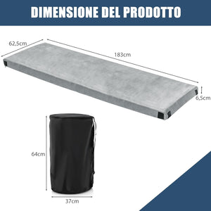 Materasso da Campeggio Impermeabile in Memory Foam, Materassino Portatile con Borsa di Trasporto, Base Antiscivolo, Componibile ed Ergonomico, 183 x 62,5 x 6,5cm