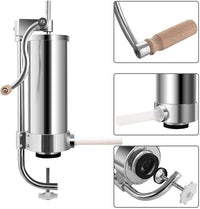 3 kg Insaccatrice per Salsicce, Macchina per la Produzione di Salsicce, Insaccatrice Manuale in Acciaio Inossidabile, Salsicce Siringa con 4 Tubi di Riempimento