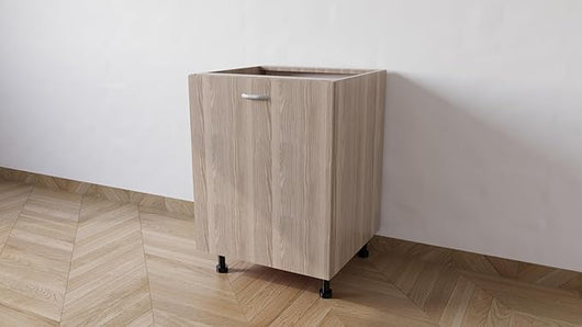 Mobile Base 60 Compreso Di Anta, H 72 Cm L 60 Cm P 55,5 Cm, Spedizione In Kit Olmo