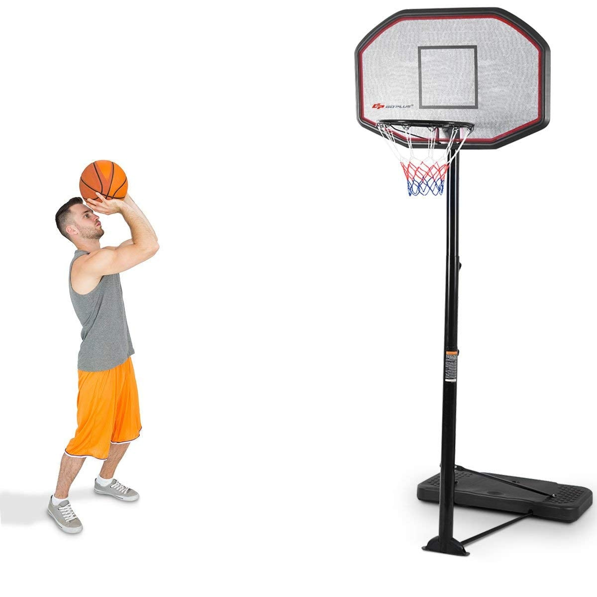 Canestro da basket con ruote portatile e regolabile in altezza da 220 a 305 cm-Ricreazione outdoor