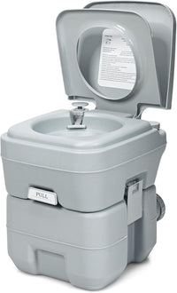 20L Toilette Portatile, Toilette da Esterno per Campeggio Viaggio, con Serbatoio dell'Acqua di Scarico Estraibile, 36x42x43 cm
