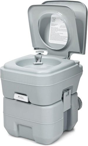 20L Toilette Portatile, Toilette da Esterno per Campeggio Viaggio, con Serbatoio dell'Acqua di Scarico Estraibile, 36x42x43 cm