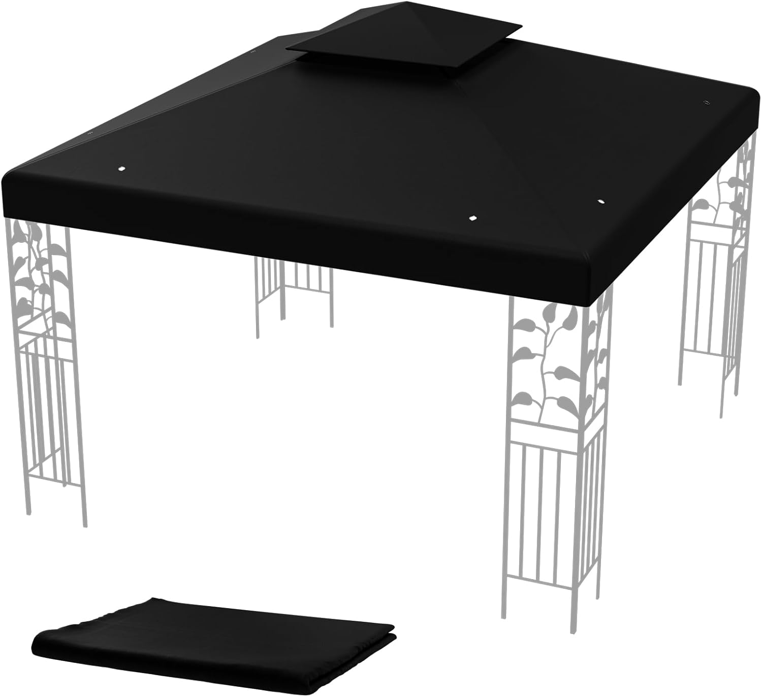 Tetto di Ricambio per Gazebo da Giardino Copertura di Ricambio Gazebo 3 x 3 m (Nero)