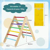 Arrampicata Giocattolo a Triangolo per Bambini 3 in 1, Arrampicatore con Rampa di Scivolo a 2 Lati e Inclinazione Regolabile, Ideale per Casa e Nido, Adatto a Bambini con età più di 1 Anno
