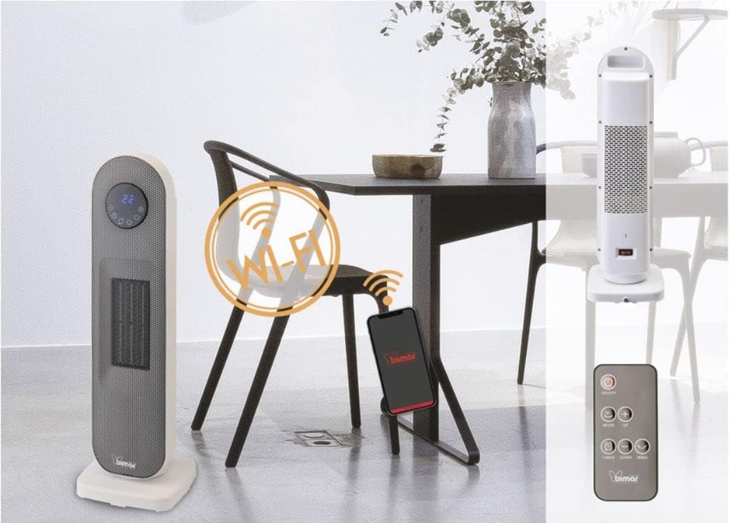 Bimar Termoventilatore Wi-Fi Colonna AMA10 Ceramica Controllo Vocale Timer 12h Basso Consumo