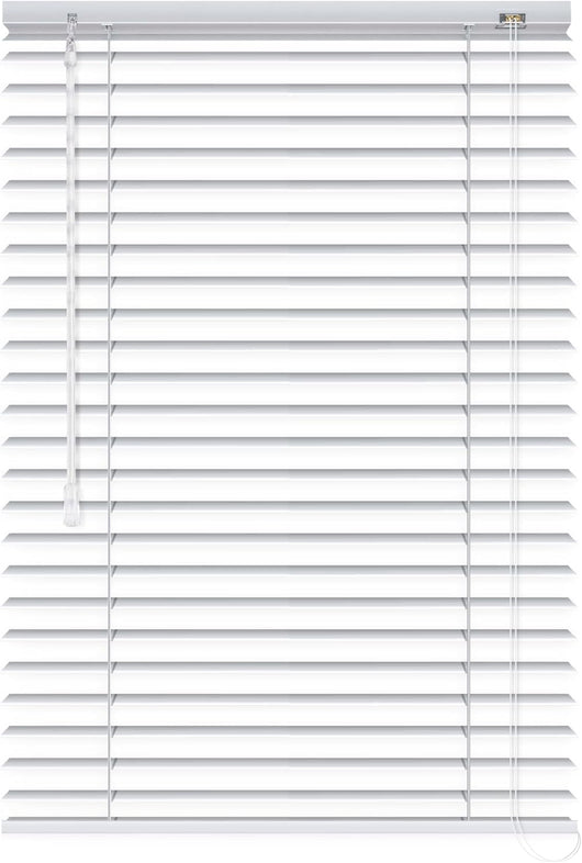 Tenda Veneziana Su Misura in Alluminio, Lamella da 25mm - Larghezza 0,60 x Altezza 2,50, Col. Bianco 0010, Comando e Orientamento a Destra