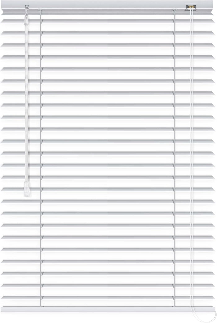 Tenda Veneziana Su Misura in Alluminio, Lamella da 25mm - Larghezza 0,60 x Altezza 2,50, Col. Bianco 0010, Comando e Orientamento a Destra