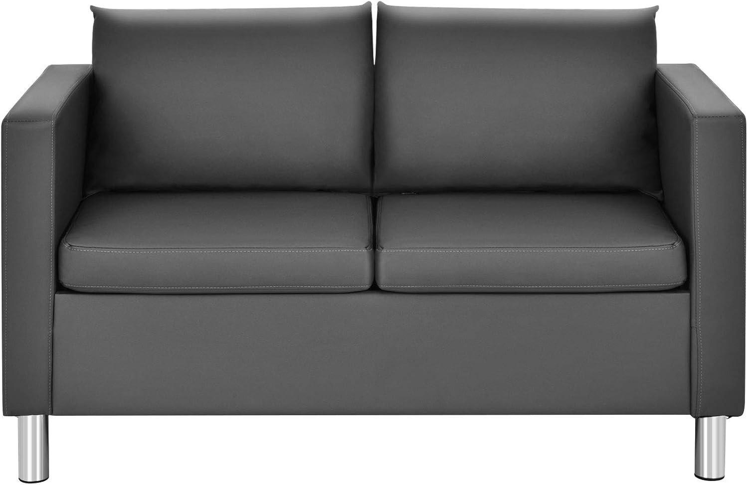 Divano 2 Posti in similpelle di PU - Divano con Cuscino Morbido e le Gambe di Metallo Design Moderno per salone camera da letto e uffici 120 x 60 x 62.5 cm Grigio