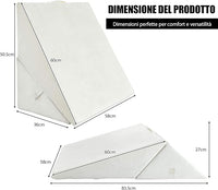 Cuscino a Cuneo per Letto e Divano, Cuscino da Lettura Relax, per Gambe Schiena e Ginocchio, con Fodera Lavabile (Bianco)
