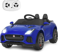 Jaguar Auto Elettrico 12 V per Bambini, Macchina Elettrica con Telecomando, con Luci Musica Storia, Avvio Lento, Velocit¨¤ 3-5 km/h (Blu)