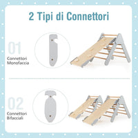 3 in 1 Set da Arrampicata per Bambini, Giocattoli da Arrampicata a Triangolo con Triangolo Arco e Salita, Ideale per Bambini 1 Anni + (Grigio)