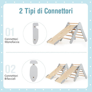 3 in 1 Set da Arrampicata per Bambini, Giocattoli da Arrampicata a Triangolo con Triangolo Arco e Salita, Ideale per Bambini 1 Anni + (Grigio)