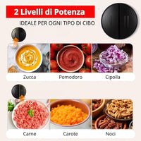 Tritatutto da Cucina Elettrico 500W – Frullatore con 4 Lame in Acciaio Inox, Robot da Cucina Multifunzione con Contenitore in Vetro 3L, Tritacarne e Verdure, Doppia Velocità
