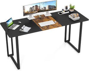 Scrivania per Computer, Scrivania da Ufficio 160 x 60 x 75,5 cm per Studenti e Lavoratori, Tavolo da Conferenza in Metallo Moderno per Studio, Marrone e Nero