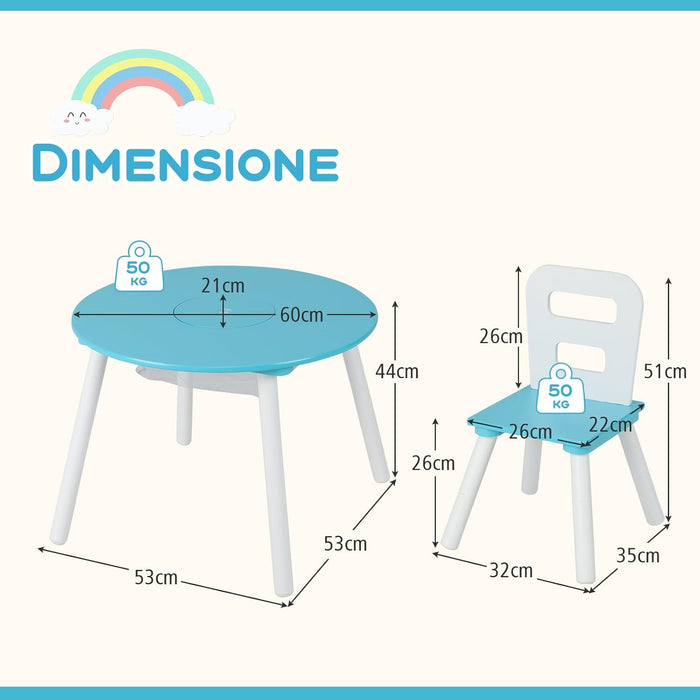 Set Tavolino Bambini con 2 Sedie, Set Tavolo e 2 Sedie Montessori con Borsa a Rete e Schienale Ergonomico, Mobile per Cameretta per Bambini di 3-7 anni