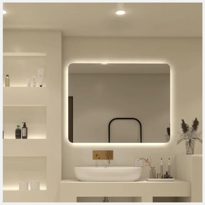 Specchio Bagno con Luce Led ZEUS 80x60 cm, Striscia led Luce Naturale 4000K, Specchio Retroilluminato Bagno 24V