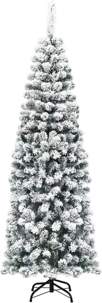 Albero di Natale Innevato 140/180/225 cm, Albero di Natale Artificiale Slim con 242/500/641 Rami Realistici e Folti e Base Pieghevole di Metallo, Apertura a Ombrello (180 cm)