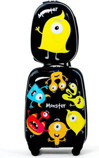 Set di Valigia per Bambini, 16" Valigia+ 12" Zaino, 2 Pezzi, con Ruote Girevoli a 360° e Maniglia Retrattile, Ideale per Viaggiare in Modo Comodo e Divertente (Modello 17)