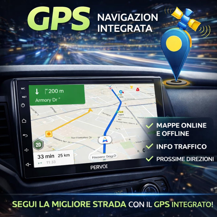 Autoradio 2 DIN 7" Touchscreen HD, Apple CarPlay e Android Auto Wireless, Bluetooth, Controllo Volante, Universale con Telecamera Retromarcia Inclusa