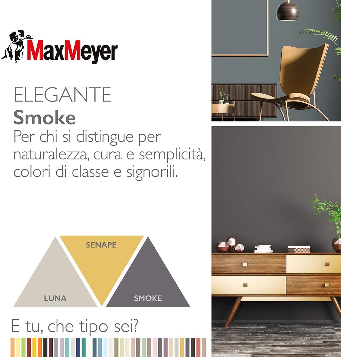 Idropittura Colorata Superlavabile per Interni HomeColor, Colore Smoke, 2.5L