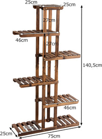 Porta Piante da Interno ed Esterno, Scaffale per Piante in Legno a 6 Livelli, Porta Fiori e Vasi da Balcone, Giardino e Salotto