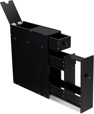 Armadio Sottile di Stoccaggio per Gabinetto, Armadietto Laterale da Bagno Multiuso in Legno (Nero)