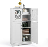 Mobile da Bagno con 4 Ante, Armadio da Terra con Ripiani Regolabili, Mobiletto Multifunzionale per Bagno Cucina e Soggiorno, 60x30x108 cm, Bianco (Bianco)