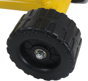 Ruspa Giocattolo Cavalcabile per Bambini, Escavatore di Sabbia Metallico per Bambini con Ruote, Rotazione di 360°, Carico 50 kg, 56x35x81 cm, Giallo (Stile 2)