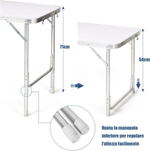 Tavolo da Campeggio Pieghevole Ultraleggero Portatile Compatto, con Scompartimenti, con Sacco di Scompartimento, per Interno e Esterno (Blu)