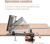3kg Insaccatrice per Salsiccia Macchina per Salsicce Insaccatrice Manuale in Acciaio Inossidabile, Salsicce Siringa con 4 Tubi di Riempimento