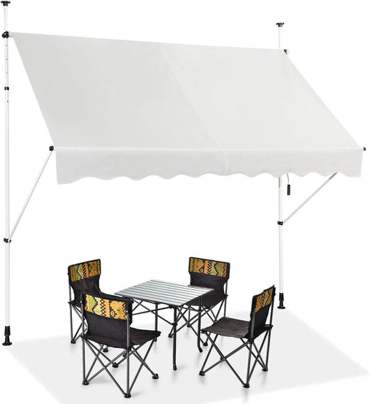 Tenda da Sole per Esterno, Tenda da Sole a Morsetto per Balcone con Struttura Telescopica e Tessuto Resistene ai Raggi Solari, Regolabile in Altezza e in Angolazione (200 cm, Beige)