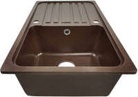 Lavello in granito con 1 vasca e gocciolatoio 76 x 46 cm per lavello cucina da incasso o sottopiano marrone attrezzatura da cucina 01_0000186