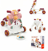 3 in 1 Primi Passi Cavalcabile Spingibile, Giocattolo Educativo con Musica e Luci, con 4 Ruote Antiscivolo, Ideale per Bambini 6-36 Mesi (Rosa)