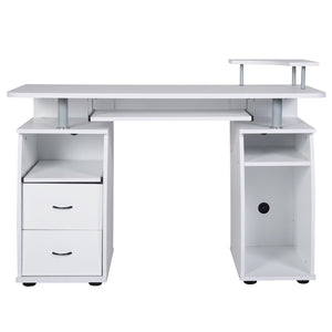 Scrivania da Computer, Scrivania con Cassettiera e Porta Hardware,120 x 55 x 85 cm (Bianco)