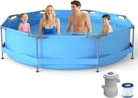 Piscina Fuori Terra 360 x 360 x 76 cm, Piscina Rotonda da Esterno con Struttura Metallica e Pompa Filtro, Capacità 6125 L, da Giardino per Adulti (3,6 m x 76 cm)